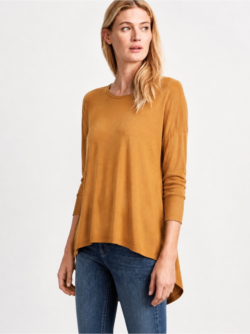 Jenny Boston Mustard High Low Tunic Oversize 76